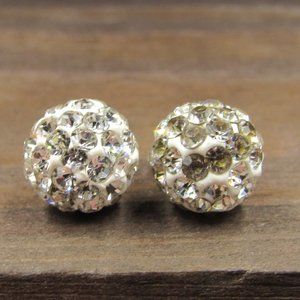 Sterling Tarnished Crystal Orb Stud Earrings